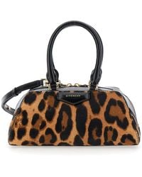 Givenchy - 'Antigona East West' Mini Handbag With Animalier Print And Logo Lettering On The Front - Lyst