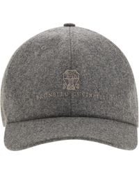 Brunello Cucinelli - Virgin Wool Flannel Baseball Cap With Embroidery - Lyst