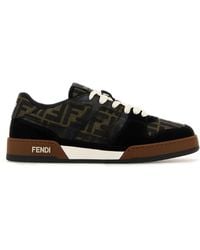 Fendi - Match Ff Jacquard Fabric And Suede Sneakers - Lyst