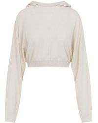 Rick Owens - Natural Virgin Wool Cropped Hooded Tunic Pullover - Lyst
