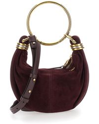 Chloé - Chloã 'Small Bracelet' Bordeaux Handbag With Ring Handle And Lettering Logo - Lyst