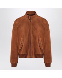 Prada - Camel-Coloured Suede Bomber Jacket - Lyst