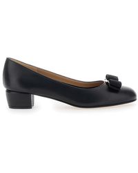 Ferragamo - 'Vara' Pumps With Low Block Heel And Logo Plaque On The Front - Lyst