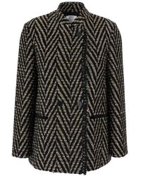 forte_forte - Forte_Forte Oversized Jacket With Chevron Motif And Micro Sequins - Lyst