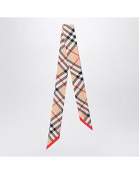 Burberry - Thin Silk Scarf Check - Lyst