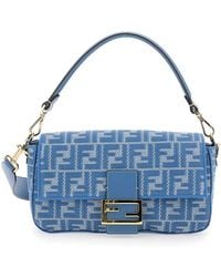 Fendi - 'Baguette Medium' Shoulder Bag With All-Over Ff Motif And Ff Logo Plaque On The Front - Lyst
