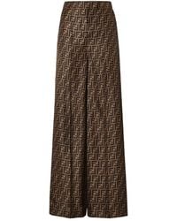 Fendi - Ff Silk Wide-Leg Trousers - Lyst