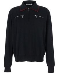 Jil Sander - Sweater With Classic Collar And Front Zip Pockets - Lyst