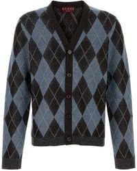 Gucci - Embroidered Stretch Wool Blend Cardigan - Lyst