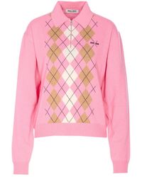 Miu Miu - Cashmere Polo Shirt With Zip - Lyst