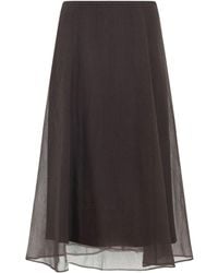 Brunello Cucinelli - Silk Midi Skirt - Lyst