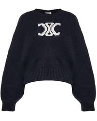 Celine - Triomphe Cotton Sweater - Lyst