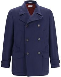 Brunello Cucinelli - Double-Breasted Wool Coat - Lyst