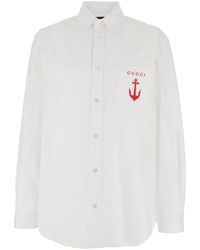 Gucci - Cotton Poplin Shirt With Embroidery, Size 52, Ready-To-Wear - Lyst