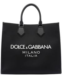 Dolce & Gabbana - Dolce&Gabbana Big Nylon Shopping Bag With Rubbered Logo - Lyst