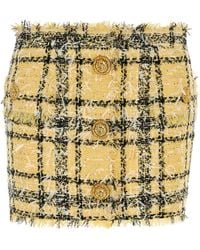 Balmain - Embroidered Tweed Mini Skirt - Lyst