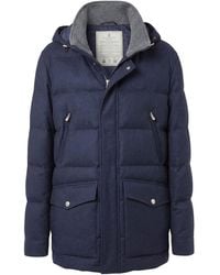 Brunello Cucinelli - Bonded Wool Flannel Down Parka With Detachable Hood - Lyst
