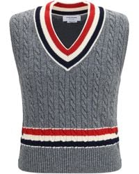 Thom Browne - Cable-Knit Cricket V-Neck Vest - Lyst