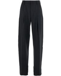 Moncler - Trousers With Pleats On The Front And Side Logo Patch - Lyst
