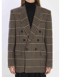 Saint Laurent - Checked Wool Jacket - Lyst