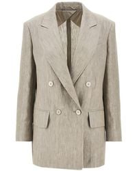 Max Mara - Linen Double-Breasted Jacket - Lyst