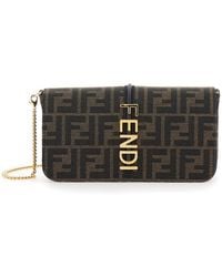 Fendi - 'Graphy' Crossbody Bag With Removable Chain-Link Shoulder Strap And Logo Lettering Plaque On The Front - Lyst