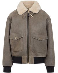 Celine - Aviator Jacket With Shearling Lining - Lyst