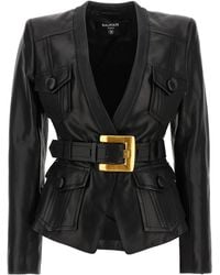 Balmain - Leather Jacket - Lyst