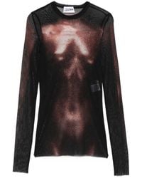Jean Paul Gaultier - Mesh Crew Neck Top With Long Sleeves Printed "Body - Lyst