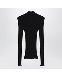 Prada - Ribbed Turtleneck Sweater With Triangle Logo - Lyst