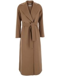 Max Mara - 'S Maxmara 'Poldo' Coat With Notched Revers And Waist Belt - Lyst