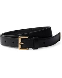 Prada - Slim Leather Belt With Logo - Lyst