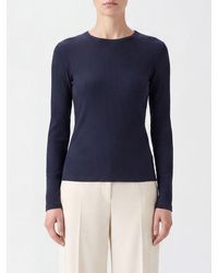 Max Mara - Lyocell And Silk Crewneck Jumper With Slim Fit And Long Sleeves - Lyst