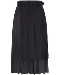 Sacai - Pleated Midi Skirt With Cargo Pockets - Lyst