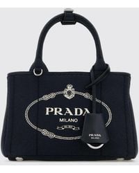 Prada - Mini Jardinière Canvas Bag With Printed Logo - Lyst