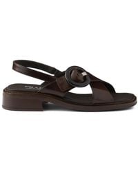 Prada - Brushed Leather Crisscross Band Sandals With Plexiglas Buckle Shoes - Lyst