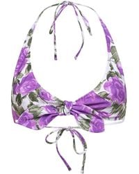 Chloé - And Rose-Printed Bikini Top - Lyst
