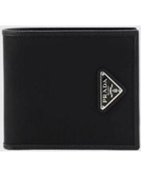 Prada - Re-Nylon And Saffiano Leather Wallet With Logo - Lyst