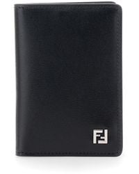 Fendi - Card Case With Ff Logo Plaque On Front And Rectangular Design - Lyst