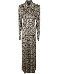 Balmain - Long Sleeve Python Satin Long Shirt Dress - Lyst
