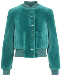 McQueen - Cropped Shearling Bomber Jacket - Lyst