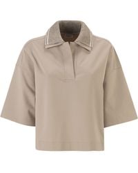 Brunello Cucinelli - Interlock Couture Polo Shirt With Sparkling Knitted Collar - Lyst