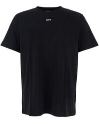 Off-White c/o Virgil Abloh - 'Brush Arrow' Crewneck T-Shirt With Logo Lettering Detail On The Front And Arrows Motif On The Rear - Lyst