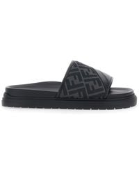 Fendi - Sandals With Ff Diagonal Motif And Wide Jacquard Ff Strap - Lyst