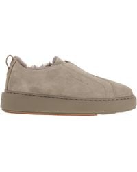 Santoni - Slip-On Suede Sneakers With Fur - Lyst