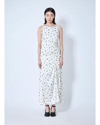 Ganni - Printed Gathered Maxi Dress - Lyst