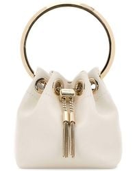 Jimmy Choo - Ivory Nappa Leather Micro Bon Bon Bucket Bag - Lyst