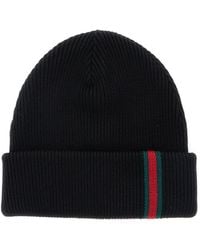 Gucci - Ribbed Wool Beanie With Web Detail And Cuffed Brim - Lyst