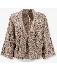 Brunello Cucinelli - Wool And Cashmere Cardigan With Sequins - Lyst