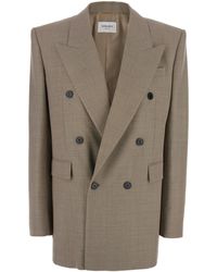 Saint Laurent - Double-Breasted Jacket With Peak Revers - Lyst